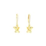 Boucles doreilles - enfant - créoles - ourson - suspendu - cristal - blanc - plaqué or jaune 750 / 1000 ... Boucles doreilles - enfant - créoles - ourson - suspendu - cristal - blanc - plaqué or jaune 750 / 1000 ...