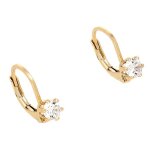 Boucles doreilles - enfant - dormeuses - solitaire - cristal - blanc - plaqu or jaune 750 / 1000 - 3 ...