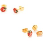 Boucles doreilles - enfant - puces - coccinelle - Émail - rouge - plaqué or jaune 750 / 1000 - 8 x 5 ... Boucles doreilles - enfant - puces - coccinelle - Émail - rouge - plaqué or jaune 750 / 1000 - 8 x 5 ...