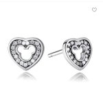 Boucles doreilles - enfant - puces - coeur - motif - mickey - cristal - blanc - argent 925 / 1000 - 9 ...