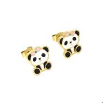 Boucles doreilles - enfant - puces - panda - mail - noir - blanc - acier inoxydable - dor - 12 x 10 ...