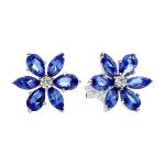 Boucles doreilles - femme - 292407c01 - argent 925 - cristal - bleu
