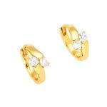 Boucles doreilles - femme - croles - cristal - blanc - plaqu or jaune 750 / 1000 - 3 microns - 14 mm ...
