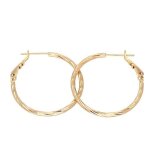 Boucles doreilles - femme - croles - 30 mm - jonc - rond - cisel - plaqu or jaune 750 / 1000 - 3 microns ...