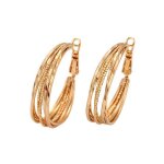 Boucles doreilles - femme - croles - multi - rangs - 6 joncs - entrelacs - plaqu or jaune 750 / 1000 ...