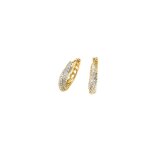 Boucles doreilles - femme - croles - cristal - blanc - plaqu or jaune 585 / 1000 - 18 mm