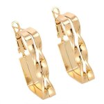 Boucles doreilles - femme - croles - rectangle - jonc - double - torsad - plaqu or jaune 750 / 1000 ...