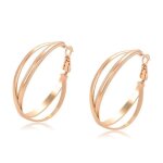 Boucles doreilles - femme - croles - jonc - double - entrelac - 40 mm - plaqu or jaune 750 / 1000 ...