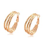 Boucles doreilles - cr�oles - triple - jonc - torsad� - plaqu� or jaune 750 / 1000 - 30 mm - femme