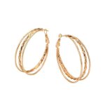 Boucles doreilles - femme - croles - jonc - triple - plaqu or jaune 750 / 1000 - 3 microns - 40 mm