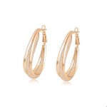 Boucles doreilles - femme - croles - ovales - triple - plaqu or jaune 750 / 1000 - 3 microns - 42 x ...