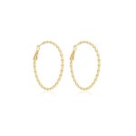 Boucles doreilles - cr�oles - �l�gantes - jonc - cisel� - plaqu� or jaune 750 / 1000 - 50 mm - femme