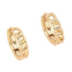 Boucles doreilles - femme - croles - tranche - maille gourmette - plaqu or jaune 750 / 1000 - 3 microns ...