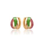 Boucles d?oreilles - femme - cr�oles - tranche - double - �mail - bi tons - plaqu� or jaune 750 / 1000 ...