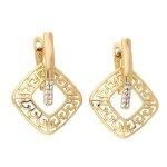 Boucles doreilles - femme - dormeuses - losange - grec - cristal - blanc - plaqué or jaune 750 / 1000 ... Boucles doreilles - femme - dormeuses - losange - grec - cristal - blanc - plaqué or jaune 750 / 1000 ...