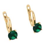 Boucles doreilles - femme - dormeuses - solitaire - cristal - vert - meraude - plaqu or jaune 750 / ...
