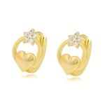 Boucles doreilles - femme / enfant - cr�oles - coeur - �toile - cristal - blanc - plaqu� or jaune 750 ...