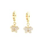 Boucles d?oreilles - femme / enfant - créoles - papillon - suspendu - cristal - blanc - plaqué or jaune ... Boucles d?oreilles - femme / enfant - créoles - papillon - suspendu - cristal - blanc - plaqué or jaune ...