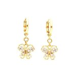 Boucles doreilles - cr�oles - papillon - plaqu� or jaune 750 / 1000 - zircons - 25 x 10 mm - femme