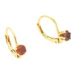 Boucles doreilles - femme / enfant - dormeuses - solitaire - cristal - rouge - plaqu� or jaune 750 / ...