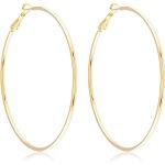 Boucles doreilles - femme - cr�oles - 50 mm - jonc - lisse - plaqu� or jaune 750 / 1000 - 3 microns