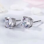 Boucles doreilles - femme - puces - solitaire - cristal - couleur - blanc - argent 925 / 1000 - 5 mm