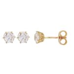 Boucles d?oreilles - femme - puces - solitaire - blanc - 7 mm - plaqu or jaune 750 / 1000 - 3 microns ...