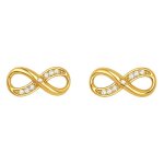 Boucles d?oreilles infini femme plaqu� or 18k ? zirconium brillant ? symbole �ternit� ? mini clous 5 ...