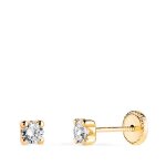 Boucles doreilles or 18 carats 750 / 000 jaune zirconium - 3mm