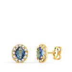 Boucles doreilles or 18 carats 750 jaune - zirconiums bleu topaze - bo21431oxbl Boucles doreilles or 18 carats 750 jaune - zirconiums bleu topaze - bo21431oxbl