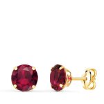 Boucles doreilles or 18 carats 750 jaune - zirconiums rouge rubis - bo9000oxrg