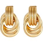Boucles d?oreilles en or 18 carats avec bote cadeaugomtriques pour femmes et fillespendantes avec ...