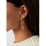 Boucles doreilles perl�es beige en acier inoxydable - �l�gantes couleur or bijou raffin� pour femme