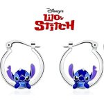 Boucle doreilles stitch disney cr�oles argent + montre stitch lcd offerte