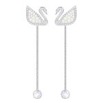 Boucles doreille - swarovski - iconic swan - cristal - platine - femme
