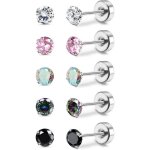Boucles d oreilles en titane pour femme fille 5paires g23 piercing titane arc - en - ciel 5a cubique ...