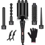 Boucleur cheveux 5 en 1 & fer � boucler c�ramique - 5 embouts interchangeables (waver ondulations boucles ...