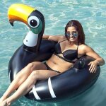 Boue gonflable gante forme toucan 128 cm mulitcolore avec poignes pour enfants et adultes piscine ...