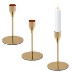 Bougeoirs dor�s - 3 pi�ces m�tal pour bougies coniques - convient for mariages f�tes �tiquette