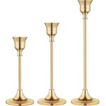 Bougeoirs en laiton doré ensemble de 3 bougeoirs coniques décoratifs pour dîners et fêtes de mariage ... Bougeoirs en laiton doré ensemble de 3 bougeoirs coniques décoratifs pour dîners et fêtes de mariage ...
