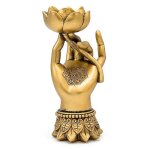Bougeoir main de bouddha dor�e 18cm d�coration spirituelle