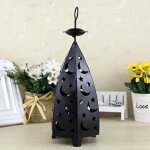 Bougeoir en m�tal et fer pour bougie chauffe - platlanterne d�corative creuse en forme de lune et d�toileslant ...