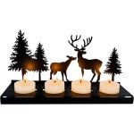 Bougeoir m�tal noir 4 bougies chandelier no�l moderne d�coration salon couronne avent cadeau