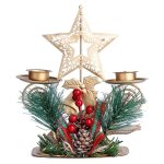 Bougeoir de nol centre de table de nol en mtal bougeoir avec baies rouges et pommes de pin pour dcoration ...