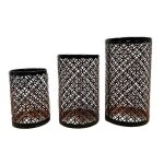 Bougeoir photophore noir - lot de 3 lanterne m�tal porte bougie pilier orientale marocaine design decoration ...