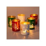 Bougeoir - photophore verre - lot de 6 - dcoration nol - couleurs assorties