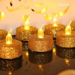 Bougies chauffe - plat dores scintillantes  piles led scintillantes argentes pour cadeau de nol mariage ...