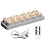Bougies chauffe - plat rechargeables 12 bougies rechargeables avec base de chargement  distance flamme ...