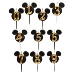 Dekora bougie chiffre mickey mouse 1 - noir et dor� base t�te de mickey