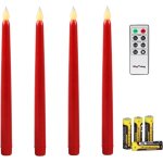 Bougies coniques rouges sans flamme de 275 cm avec minuterie � piles led blanc chaud t�l�commande et ...